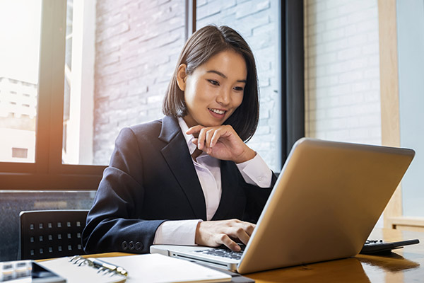 woman working at laptop