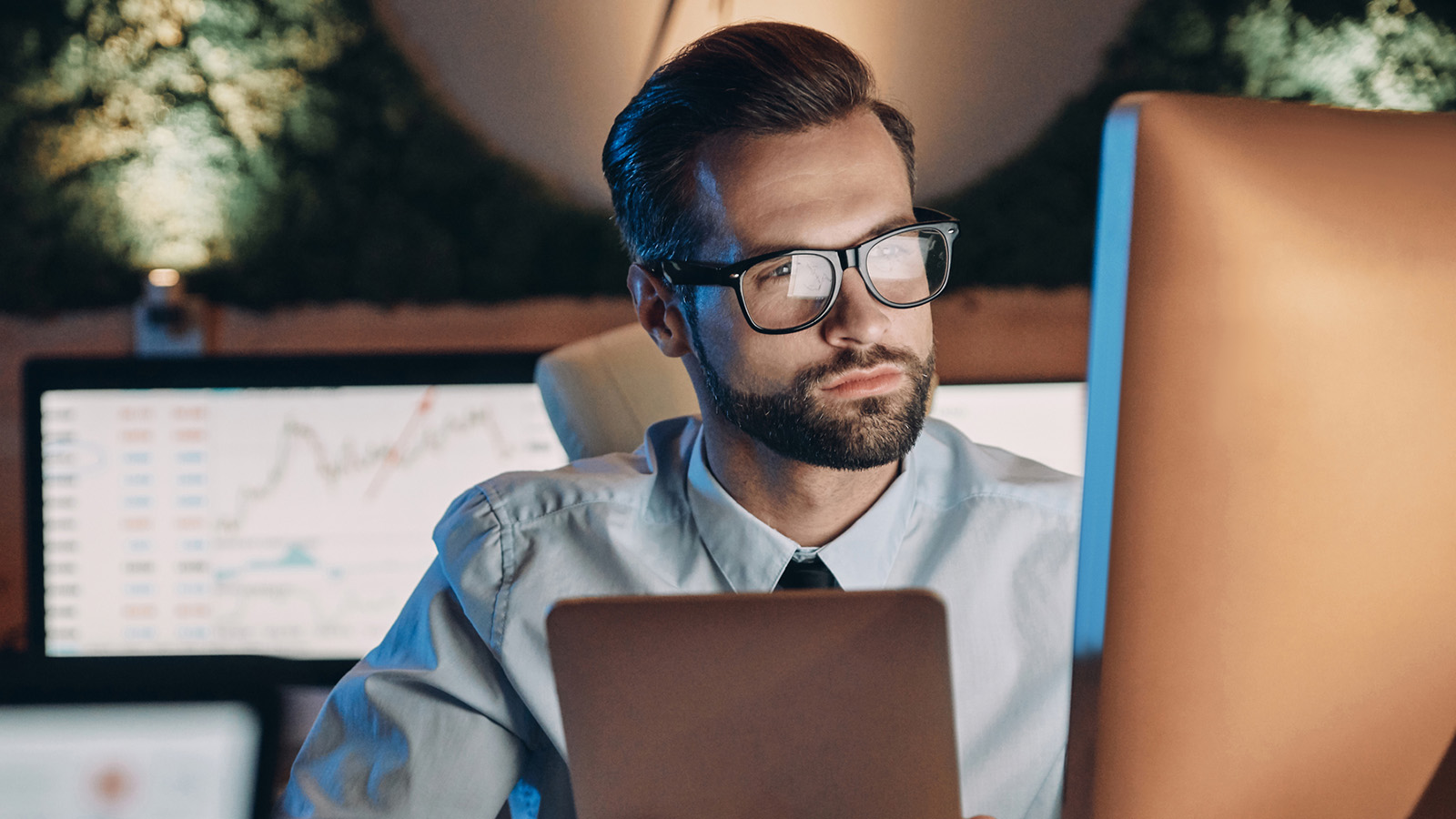 man working at computer