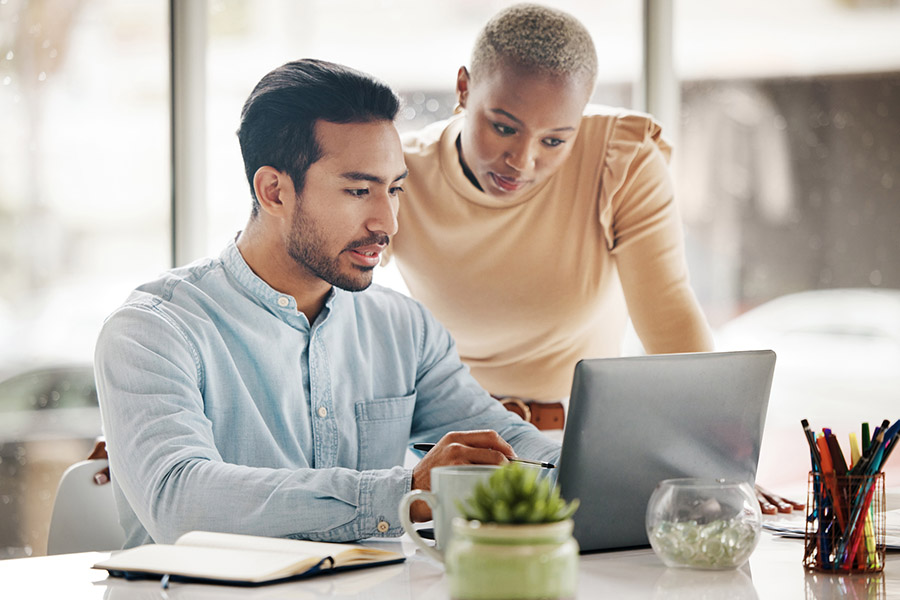 couple working at laptop