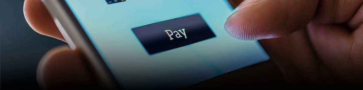 a phone with a text button that says pay